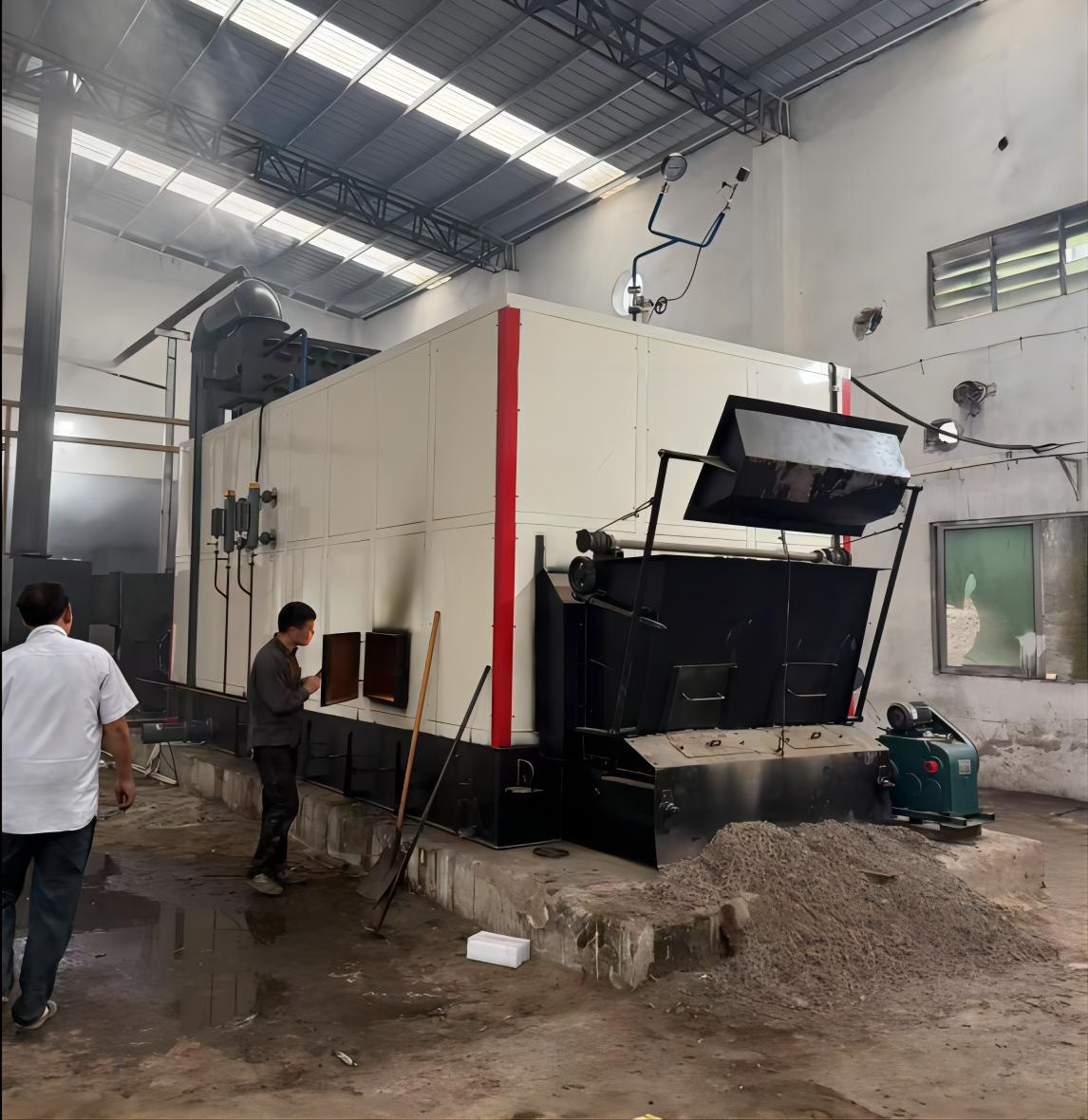 6噸臥式真空噴射型生物質蒸汽熱源機用于惠州印染廠！